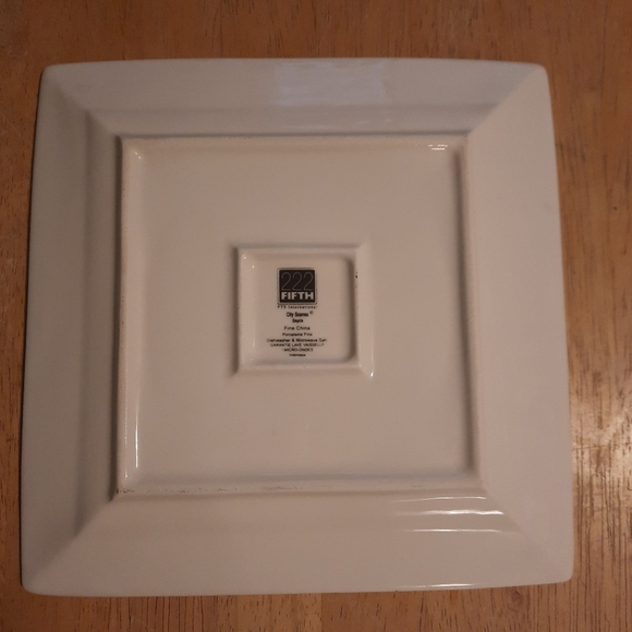 222 Fifth Eiffel Tower Square Dinner Plates - Cream and Brown - Picture 4 of 16